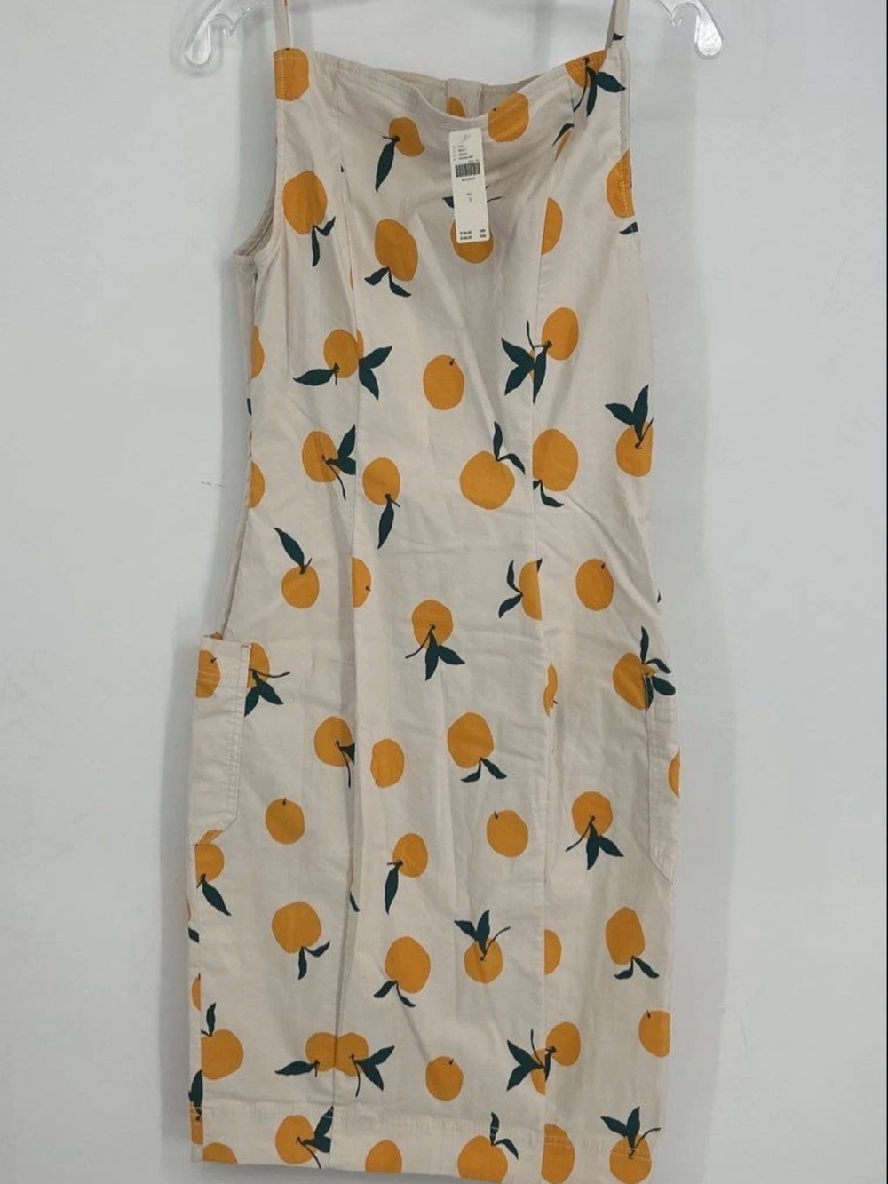 Anthropology Sleeveless white Midi Dress with Orange Motif - Picture 4 of 8